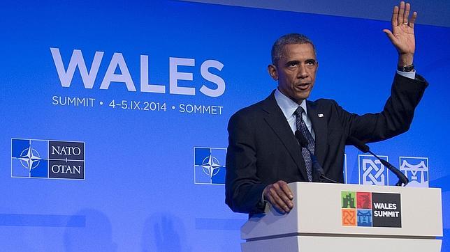 Obama, durante su rueda de prensa en Newport
