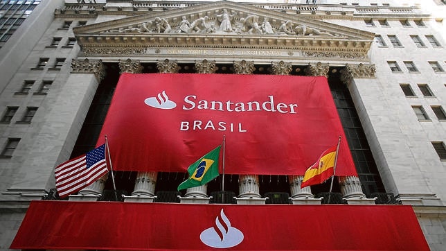 Pancarta en la Bolsa neoyorkina