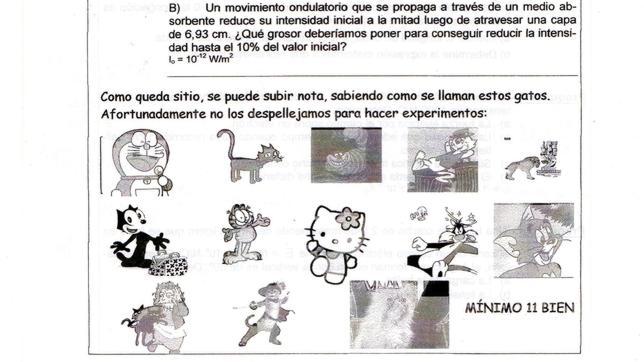 Hello Kitty y Doraemon para subir nota en un examen de Física y Química