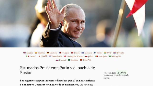 Putin abre una web para que los occidentales le pidan perdón