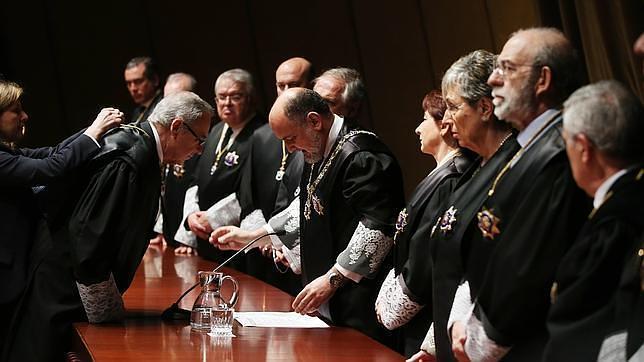Miembros del TC, que se posicionó el pasado marzo en contra de la declaración soberanista del «Parlament»