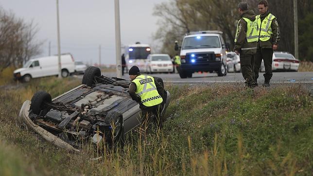 Imagen del coche del joven que atropelló a dos militares en la región de Quebec