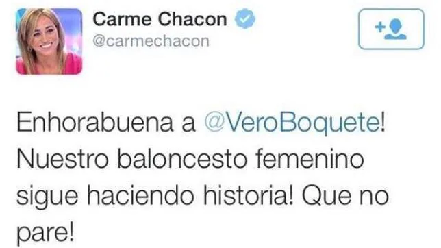 El mensaje de Carme Chacón en su cuenta oficial del Twitter, luego modificado