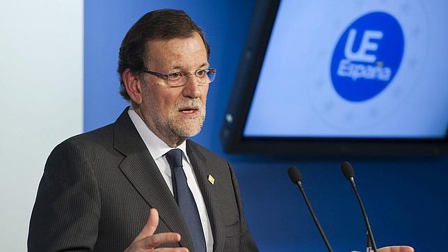 Mariano Rajoy, durante la rueda de prensa que ha ofrecido hoy en Bruselas