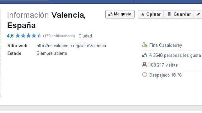 Un error de Facebook cambia Valencia por Fina Casalderrey