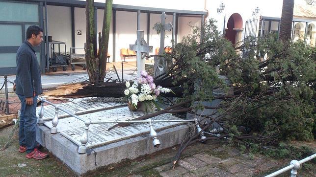 La lluvia y el viento destrozan panteones en San Rafael