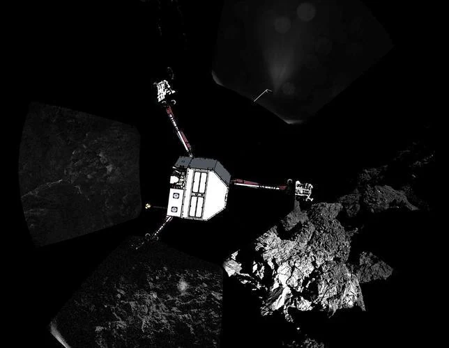 Imagen de cómo cree la ESA que ha quedado Philae sobre el cometa