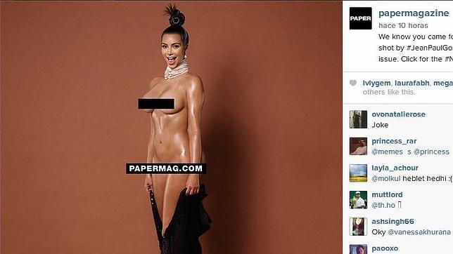 Tras enseñar el trasero, Kim Kardashian también se anima al desnudo frontal