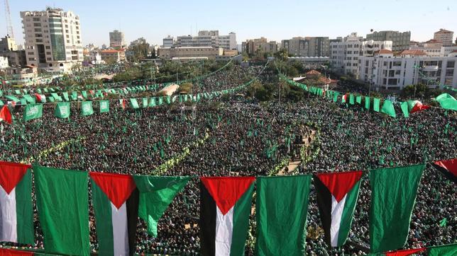 Conmemoración en Gaza de un aniversario de la primera Intifada, el levantamiento palestino de 1987