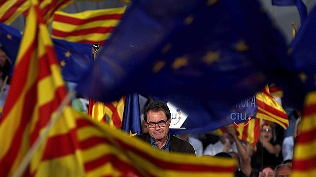 Mas, durante un mitin de las elecciones europeas