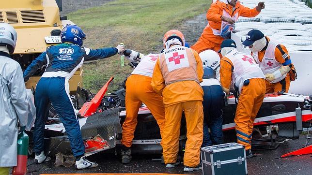 Imagen del grave accidente de Jules Bianchi en el Gran Premio de Japón