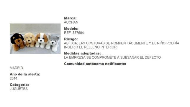 Ficha del producto en el portal de consumo de la Comunidad de Madrid