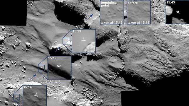 Secuencia de las imágenes obtenidas por la cámara Osiris de Rosetta