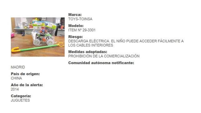 Ficha del producto en el portal de consumo de la Comunidad de Madrid