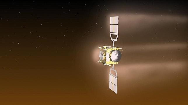 Ilustración de la sonda Venus Express durante sus operaciones de aerofrenado