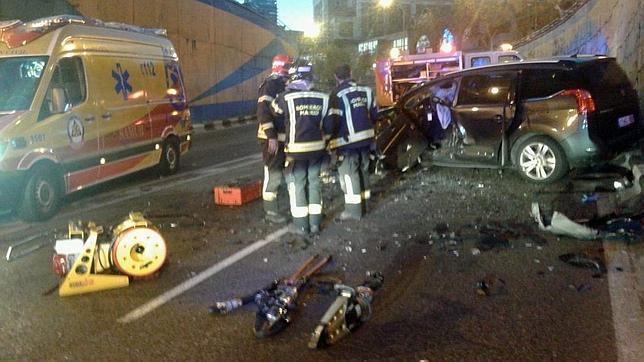 Siete heridos tras un choque frontal en el túnel de la calle Joaquín Costa en Madrid