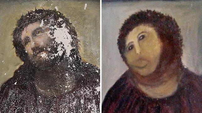 El Eccehomo de Borja, antes y después de la «restauración» de Cecilia Jiménez