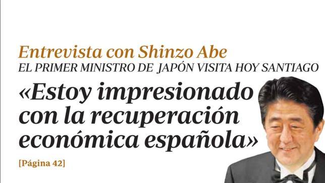 Shinzo Abe: «estoy muy impresionado con la recuperación económica de España»