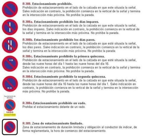 Estas son algunas señanes que prohíben o limintan el estacionamiento