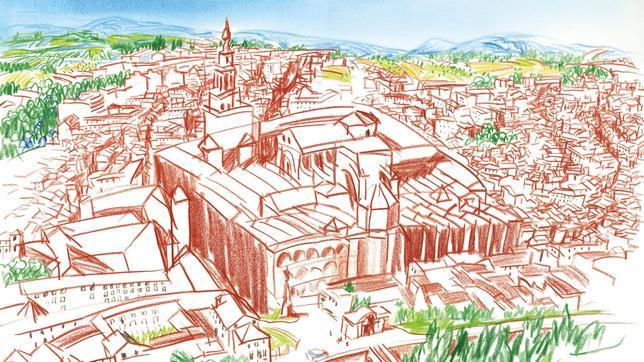 Ilustración sobre Córdoba del libro sobre el Guadalquivir