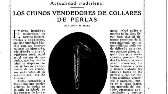 Los chinos vendedores de collares de perlas que inundaron Madrid en los años 20