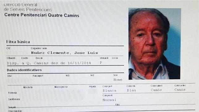 Ficha penitenciaria de José Luis Núñez