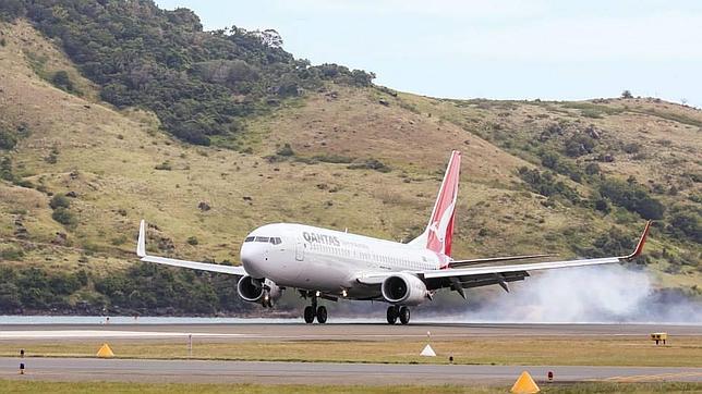 Aterrizaje de un avión de Qantas en Hamilton Island, en el verano de 2014