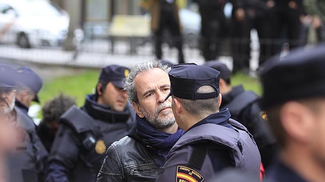 El actor en una reciente manifestación en la que grabó a varios policías como acto de reivindicación