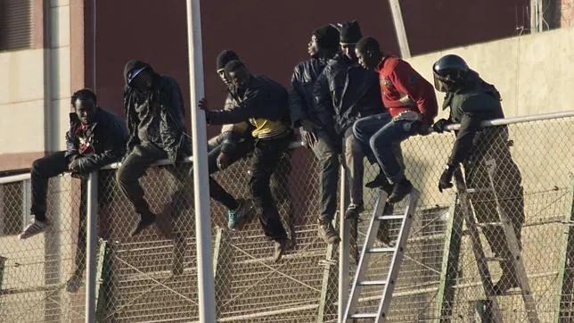 Varios inmigrantes, en un intento de asalto a la valla de Melilla