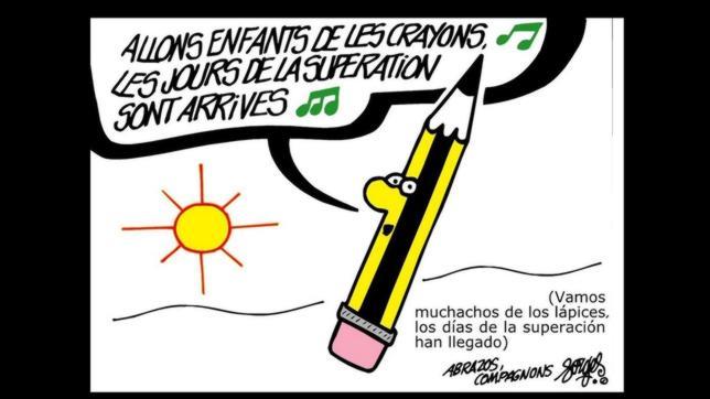 Dibujo de Forges difundido en su cuenta de Twitter tras el ataque a Charlie Hebdo