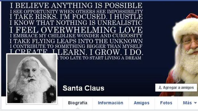 Perfil de Santa Claus en Facebook. Un documental sobre su existencia o el «avistamiento de dinosaurios», han motivado la medida