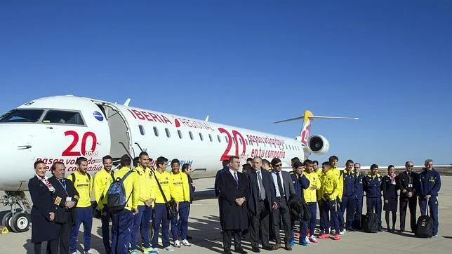 Imagen del primer vuelo que tomó el Villarreal desde el aeropuerto de Castellón