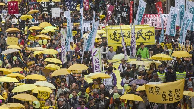 Primera protesta en Hong Kong tras la revolución de los paraguas