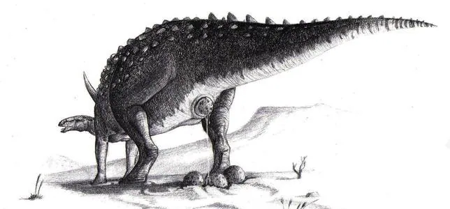 Reconstrucción de Struthiosaurus poniendo huevos Cairanoolithus