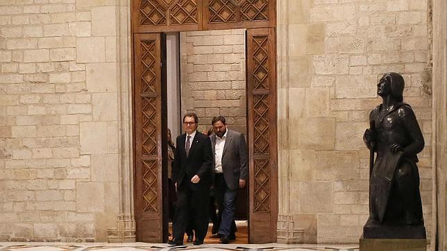 Artur Mas y Oriol Junqueras, minutos antes del anuncio del adelanto de las elecciones autonómicas