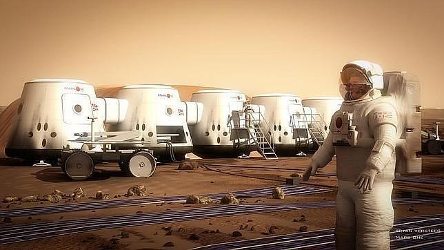 Ilustración de una colonia humana en Marte recreada por Mars One