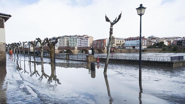 El deshielo y la lluvia desbordan de nuevo el Ebro en Miranda