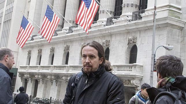 Pablo Iglesias estuvo en Wall Street dentro de su viaje a Nueva York