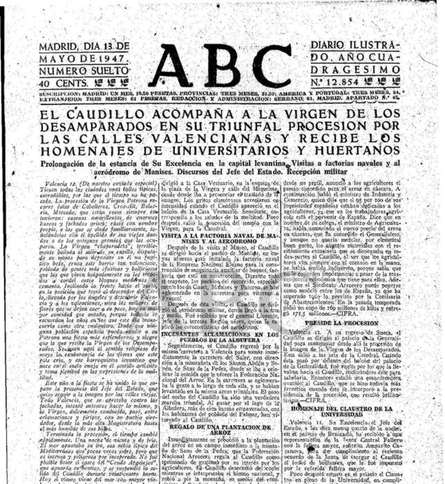 Las Fallas de Valencia retiran la distinción que concedieron a Franco en 1947