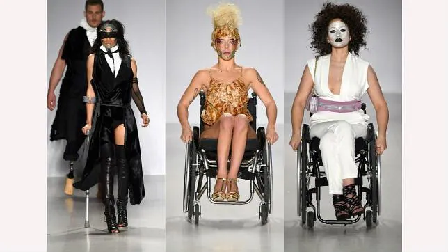 Los modelos con discapacidad durante el desfile de Antonio Urzi