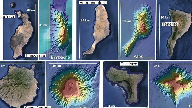 Fotografía cedida por el Instituto Geológico y Minero Español de parte de los ocho nuevos montes submarinos hallados en Canarias