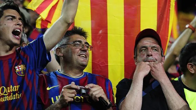 Aficionados del Barcelona en la final de Copa de 2012 contra el Athletic en el Calderón