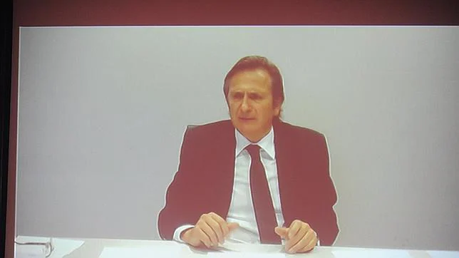 Josep Pujol, durante su comparecencia vía videoconferencia en el Parlament