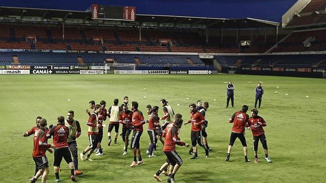 El equipo de Osasuna, en un entrenamiento en El Sadar