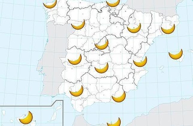 La magnitud del eclipse desde las distintas comunidades
