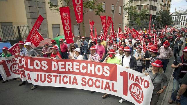 Instante de una manifestación sindical en Santa Cruz de Tenerife