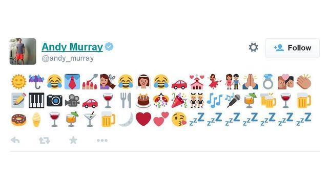 Andy Murray explicó su boda, paso a paso, con emoticonos