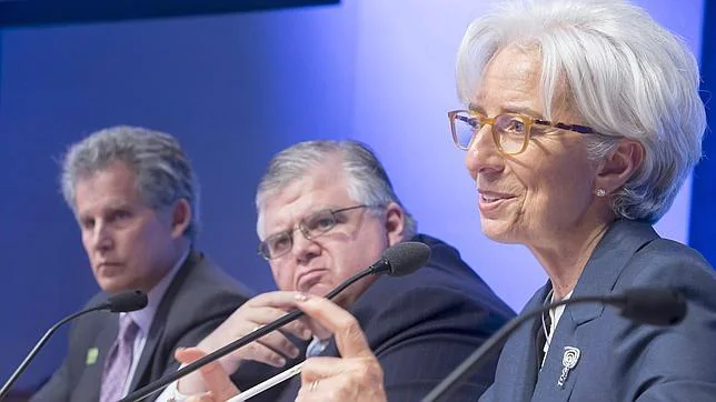 Christine Lagarde, durante una rueda de prensa en el FMI