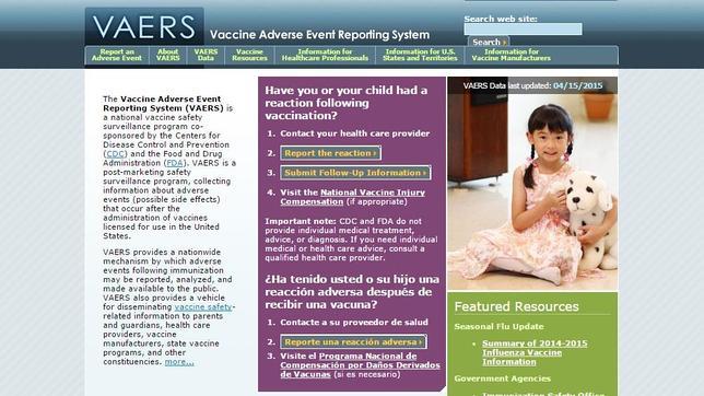 Web de sistema internacional de vigilancia de efectos secundarios de las vacunas