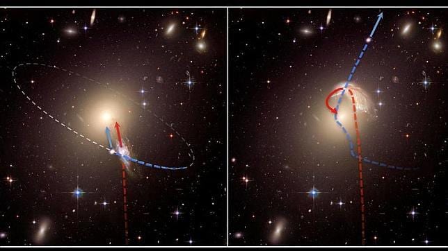 La ilustración muestra cómo surge una «galaxia errante